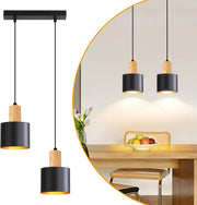 ZMH Lampada a Sospensione da Cucina Retrò E27 Doppia Luce Nero e Oro Altezza Regolabile per Isola Cucina o Zona Pranzo