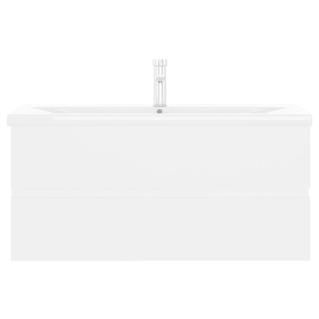 Mobile sottolavabo con lavabo integrato 100 x 39 x 45 cm pratico contenitore stile contemporaneo legno bianco 02_0055098