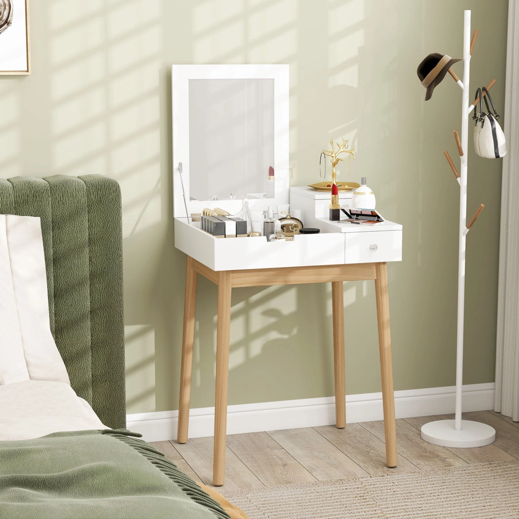 Cassettiera con specchio trucco ¨C zephmum ¨C 60x50x85,5 cm bianco