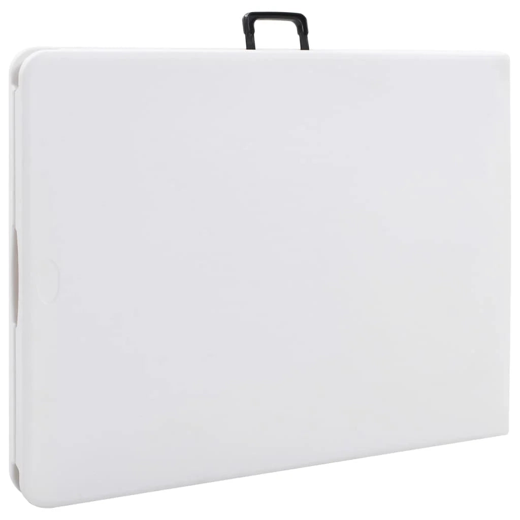 Tavolo da giardino pieghevole con 2 panche 180 cm acciaio e HDPE bianco 02_0018691