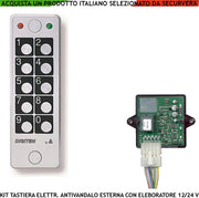 Tastiera Elettronica Digitale Antivandalo IP67 Con Elaboratore Remoto Gestisce 60 Utenti Alimentazione 12/24 V 2 Led 1 Libero Uso Utente 60 Codici da 8 Cifre Personali Uscita Relè 10A Antimonomissione