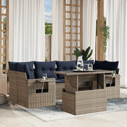 Set Divani da Giardino 7 pz con Cuscini Grigio in Polyrattan 3267761