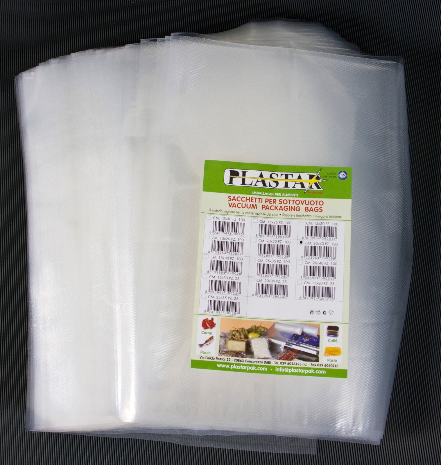 buste goffrate 20x40 cm per sottovuoto 100 pz cod:ferx.50477