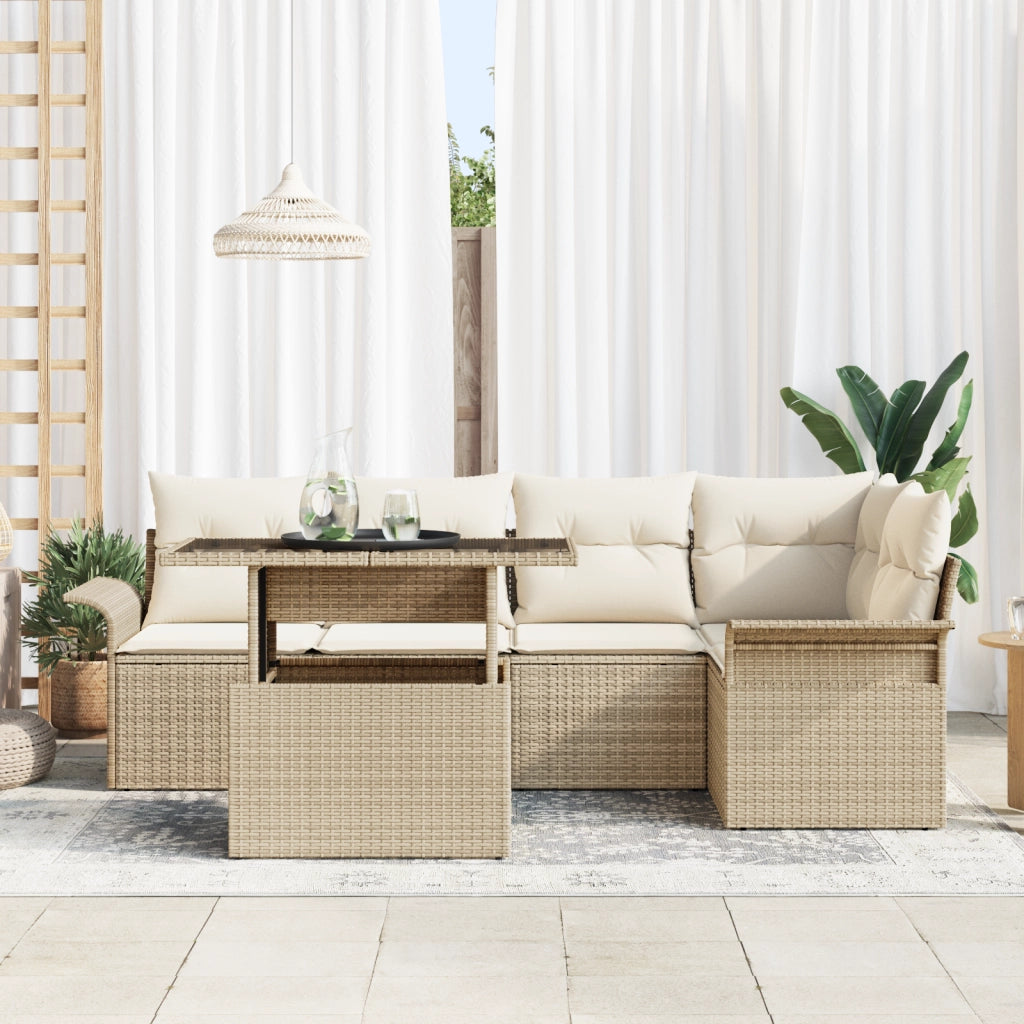 Set divani giardino con cuscini Beige Rattan