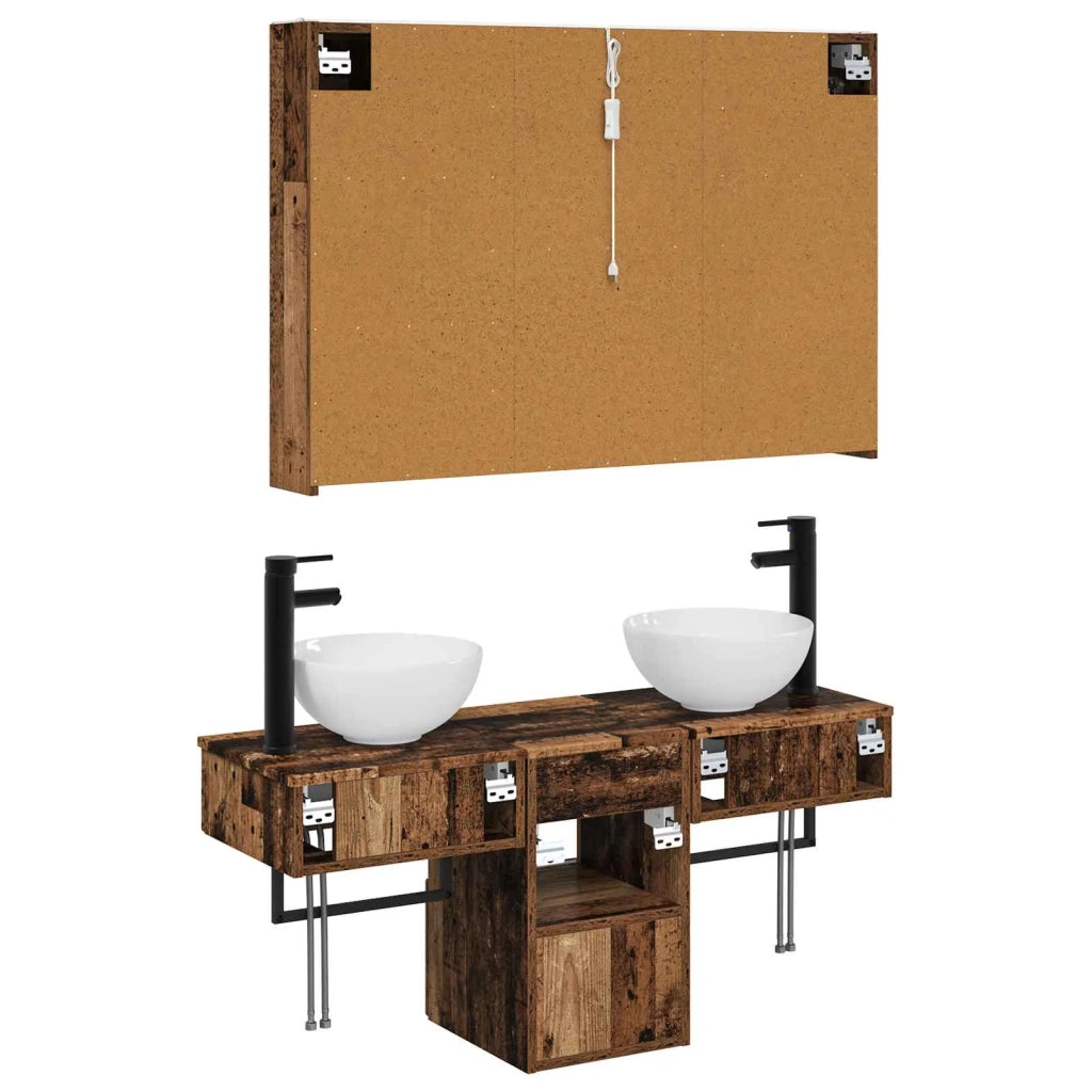 Set di Armadi da Bagno 4 pcs Legno antico 103,5 x 15,5 x 70 cm 3406269