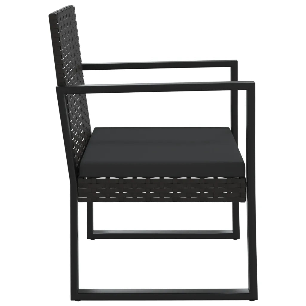 Set Divani da Giardino 3 pz con Cuscini Nero in Polyrattan cod mxl 63172