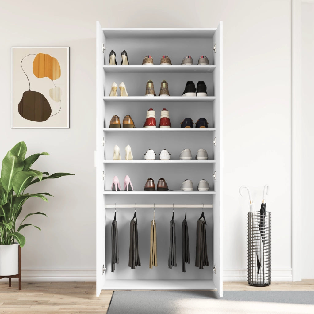 Armadio per Scarpe Bianco 80x39x180 cm Legno Ingegnerizzato