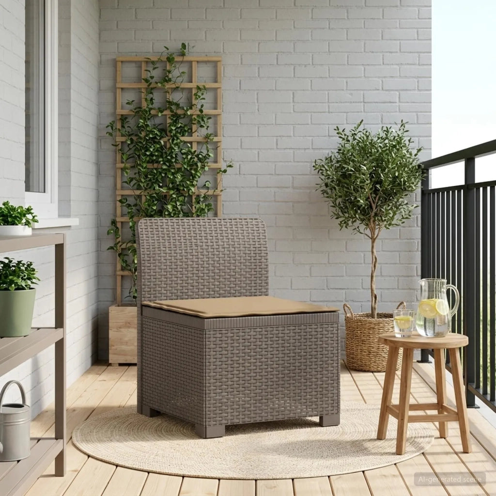 Divano da esterno-Divano da Giardino a 1 Posto con Cuscino Aspetto Rattan PP 593167