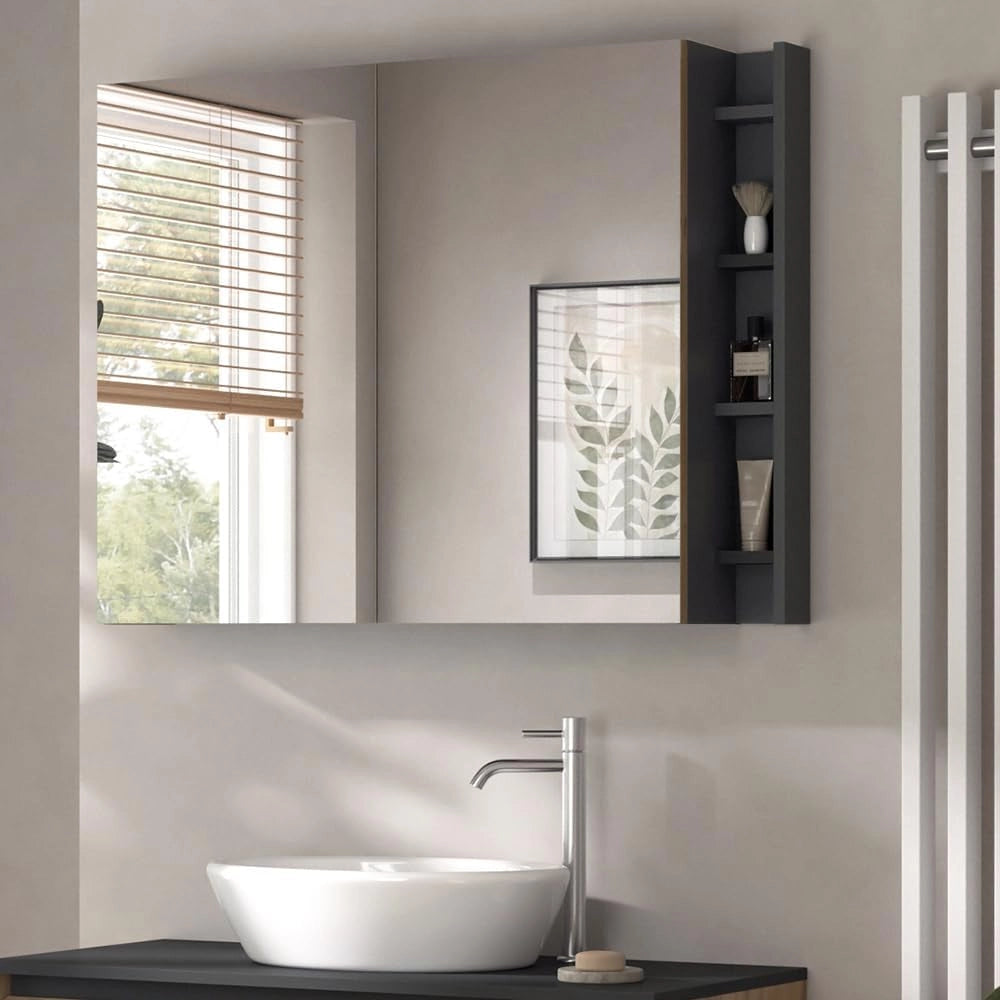 Specchio contenitore bagno Edelin, Artigiano, 100 x 75 cm con ripiani