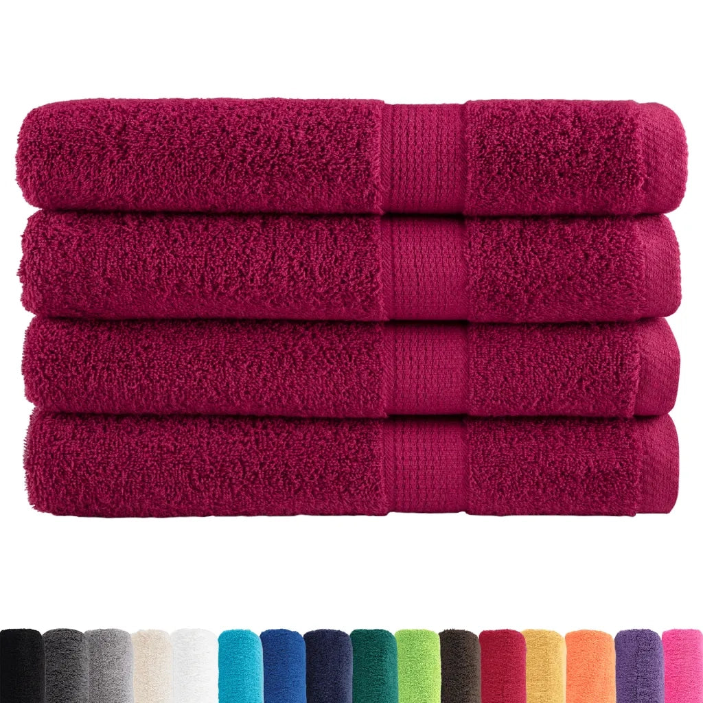 Asciugamani Premium SOLUND 4 pz | Teli per bagno Bordeaux 100x200 cm 600 g/m2