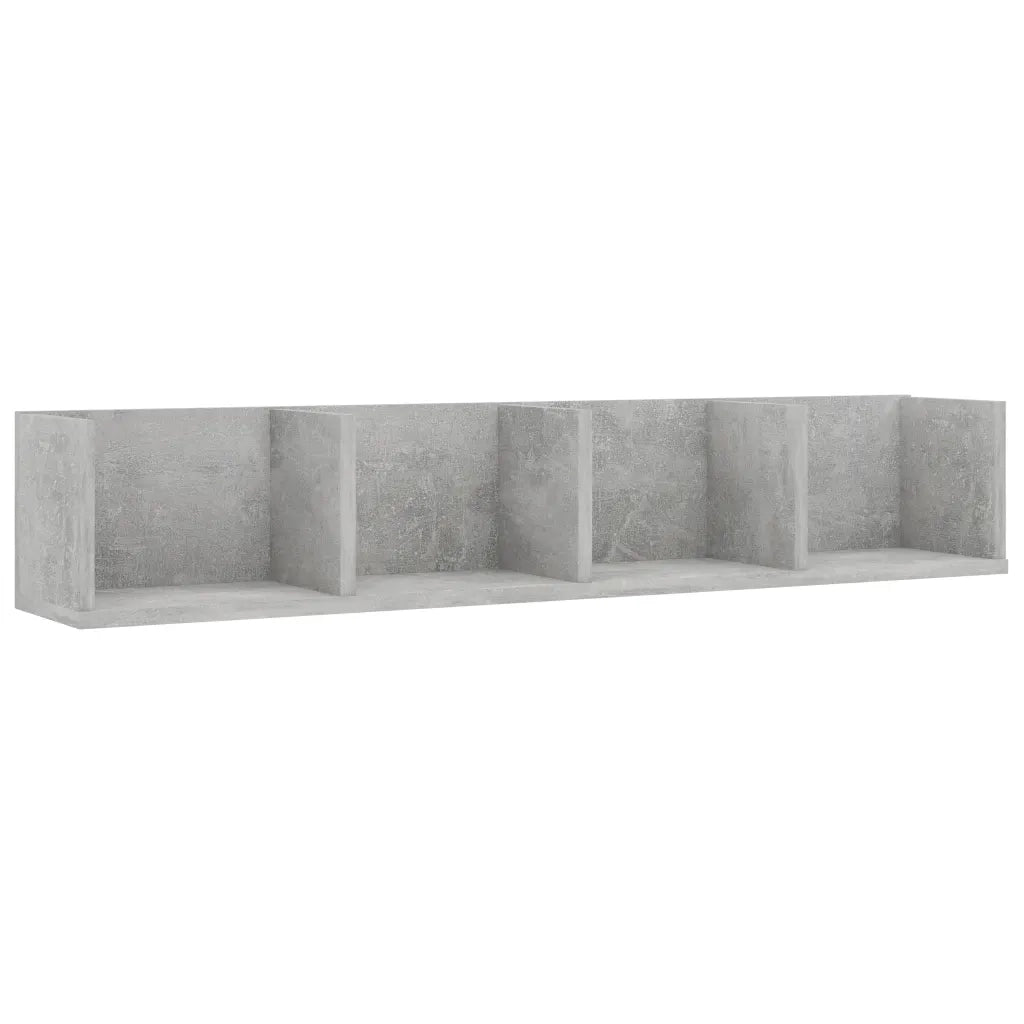Mensola | Ripiano | Scaffale Porta CD Grigio Cemento 100x18x18 cm Legno Multistrato
