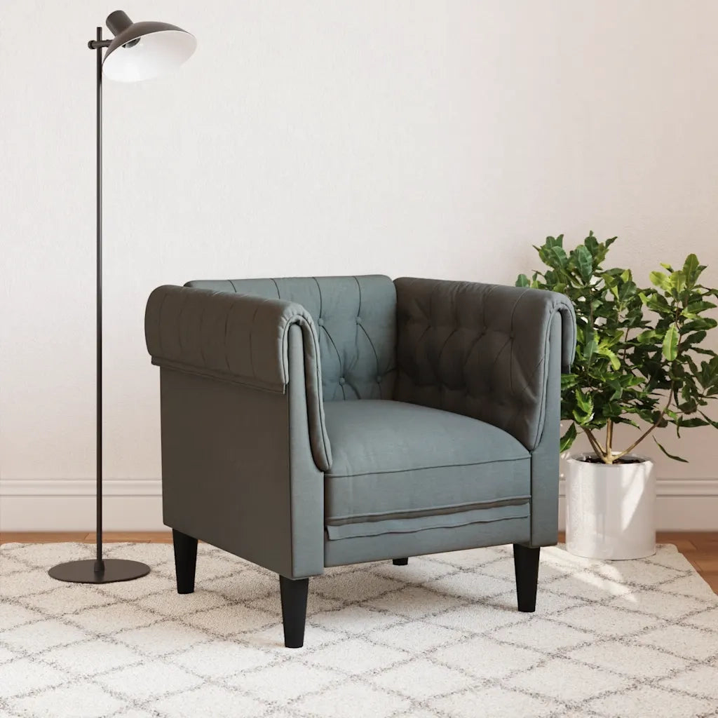 Divano Sedia-Poltrona Chesterfield Grigio Scuro in Tessuto