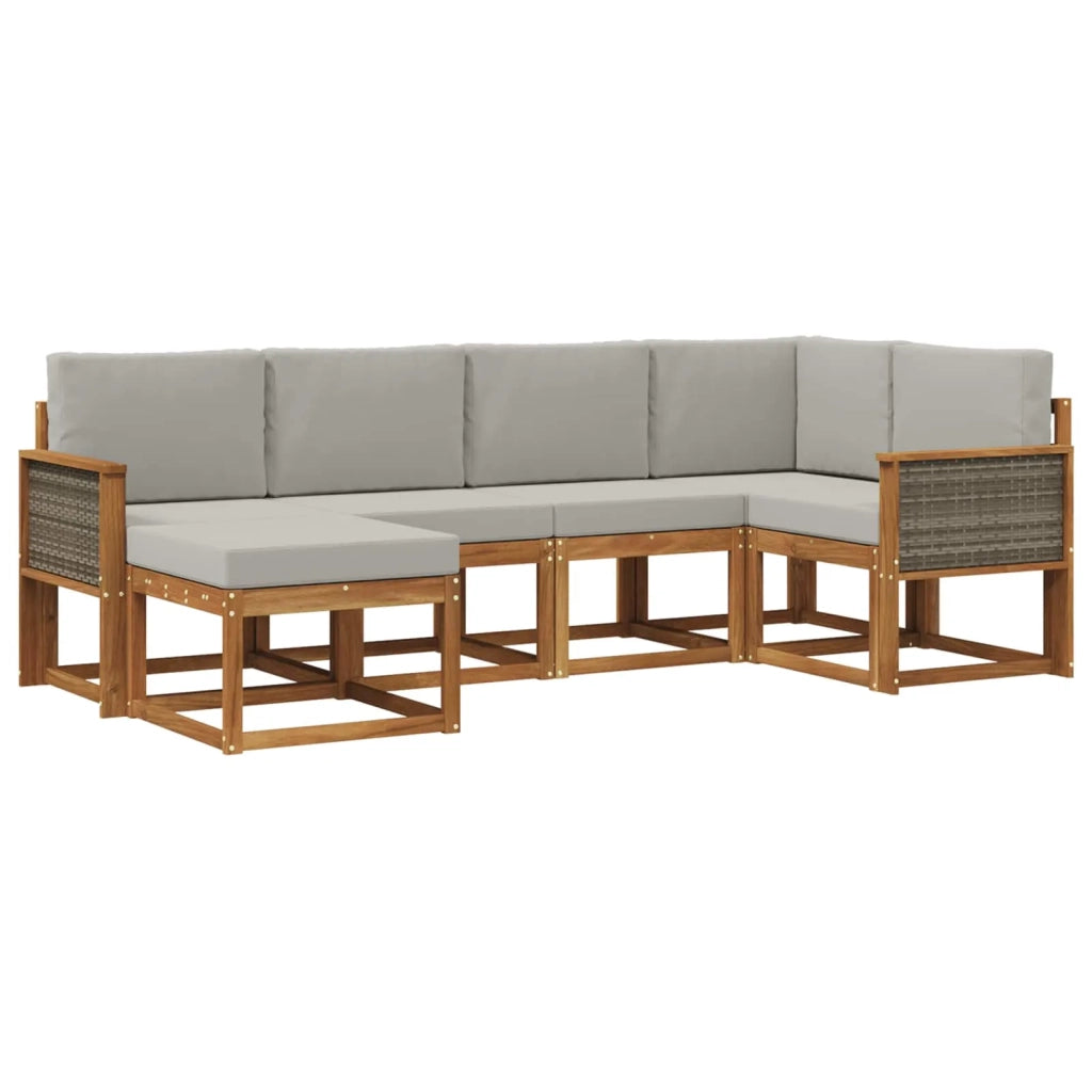 Set di divani da esterno 6 pz Naturale e Grigio Chiaro 3385347