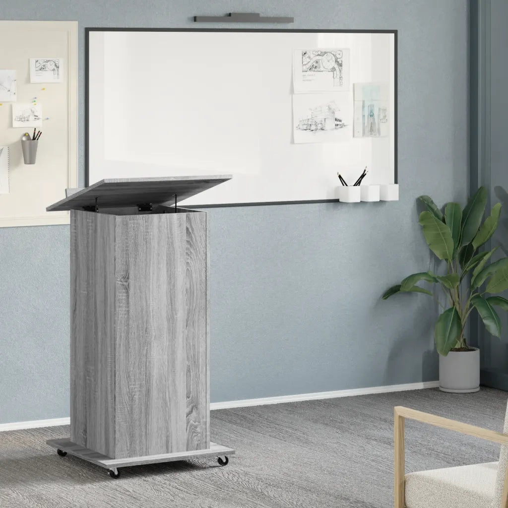 Leggio con Ruote Cassetto Grigio Sonoma 55x55x107cm Multistrato CFW3083740