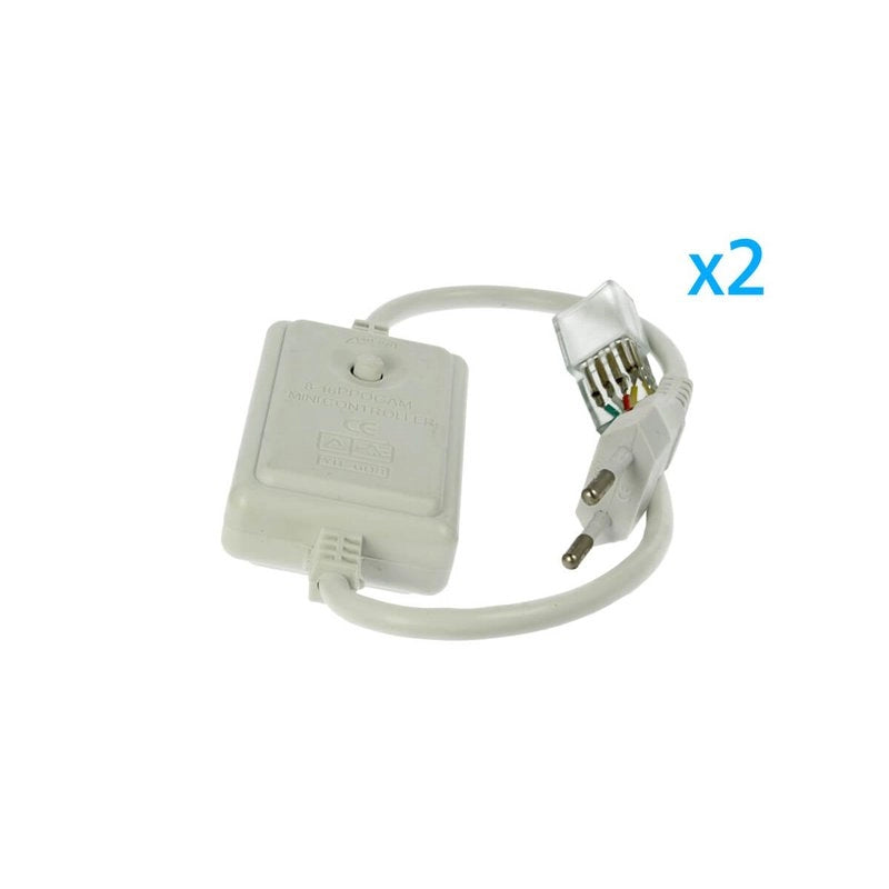2 PZ Spine Alimentatore Trasformatore 4 Pin Passo 9mm per Bobina LED RGB 220V con Interruttore e Controller 8 Programmi