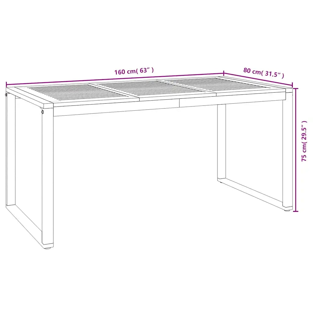 Set Pranzo da Giardino 7 pz Legno Massello di Acacia e Metallo 3155409
