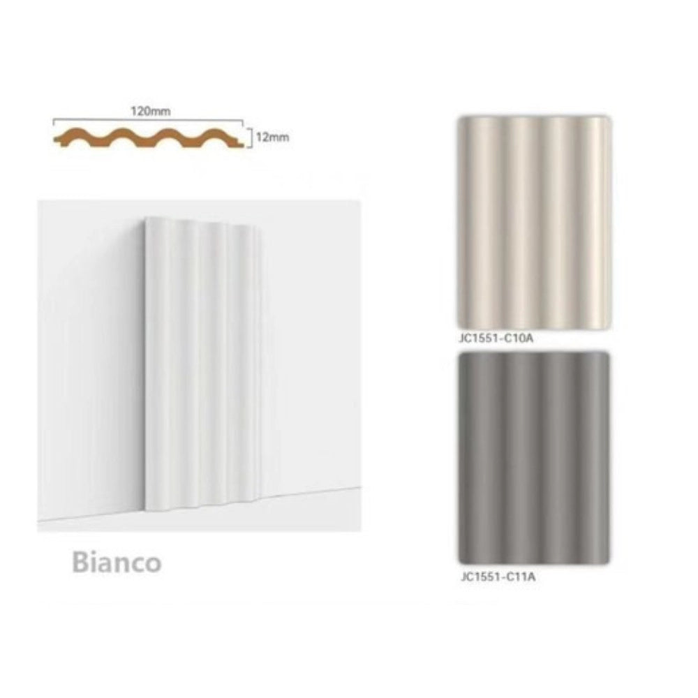 Trade Shop - Pannello Decorativo 3d Da Parete Bianco 120x290 Cm Effetto Ondulato In Ps -