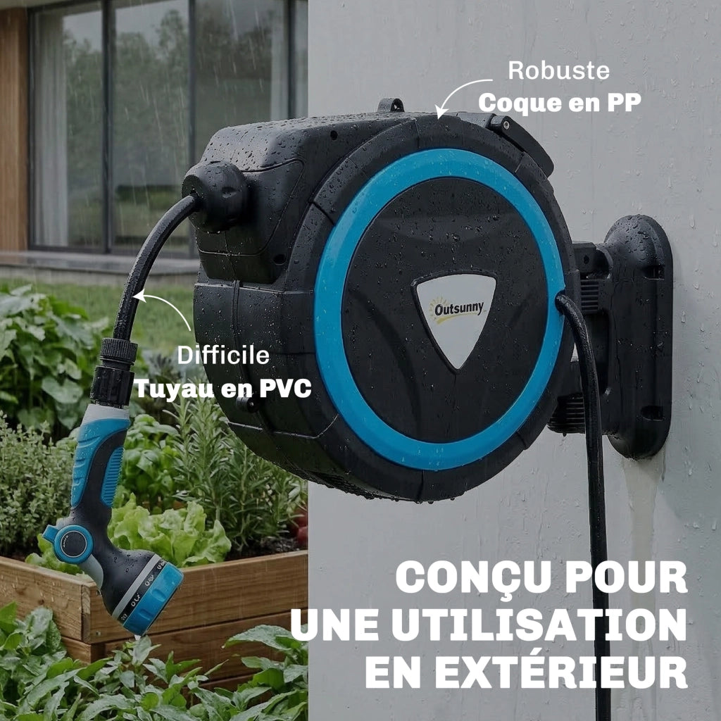 Irrigatore Muro con Tubo 14+1,5 m ¨C zephmum ¨C Blu, 49x15x37cm