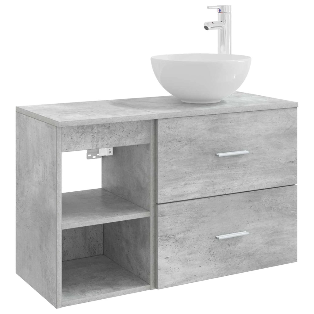 Set di mobili per il bagno 2 pz Grigio Cemento 3403875