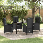 Set da Pranzo per Giardino con cuscino 5 pcs Nero polyrattan 3380115