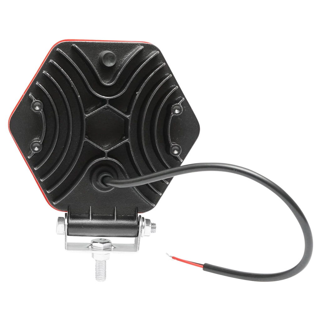 Lampada esagonale con griglia di plastica rossa, 16 LED, DC 10-60V, 48W, angolo 30°