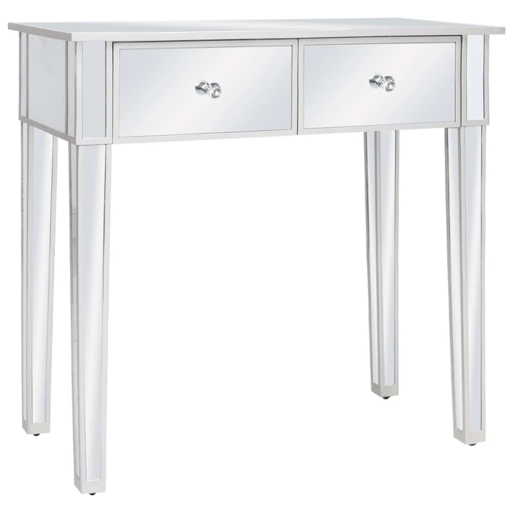 Toeletta tavolo da trucco di design mobili per camera da letto specchio 80 x 38 x 76 cm con sgabello MDF e vetro 02_0006380