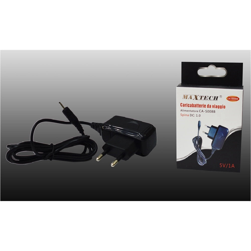 Trade Shop - Caricabatterie Da Viaggio Rete Fissa Con Spina Dc:1.0 5v-1000ma Maxtech Ca-s008b -