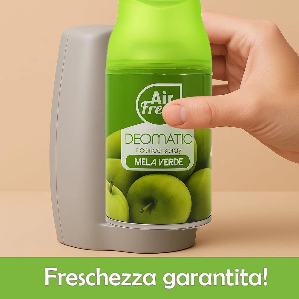 AIR FRESH Deomatic Set 6 x 250 ml Ricarica Spray Profumatore Ambiente Mela Verde