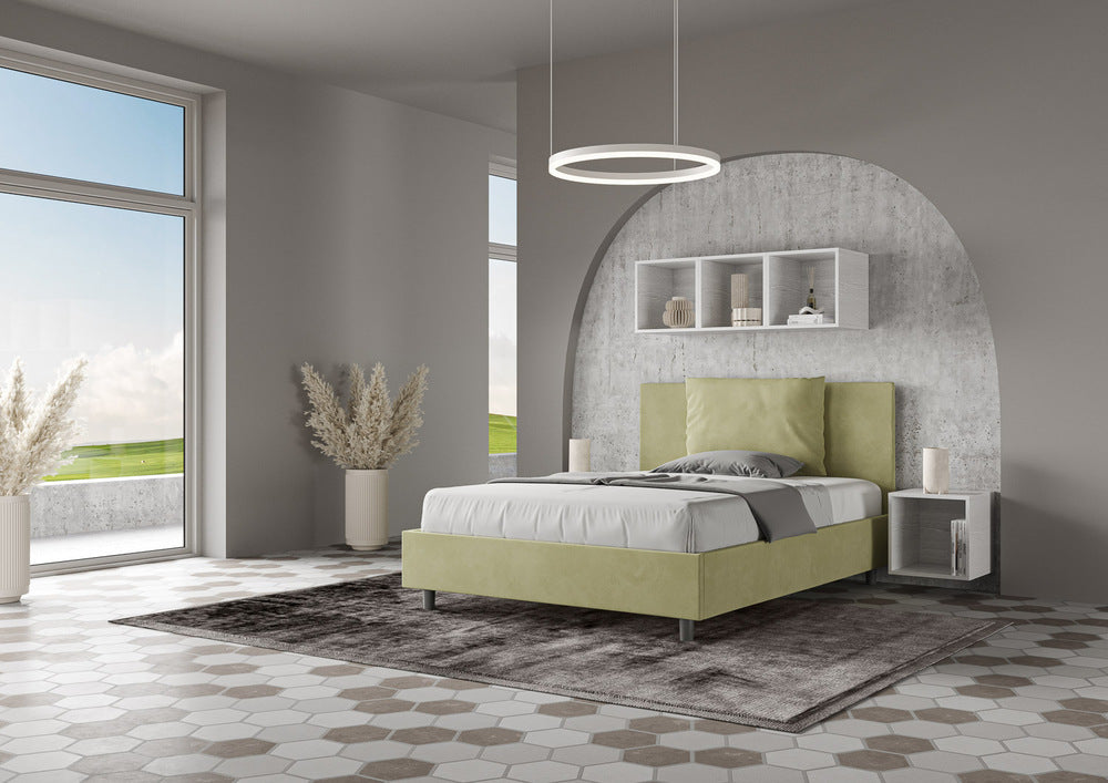 Letto 1 Piazza e Mezzo 130x200 cm con Rete e Contenitore Antea Tè Verde
