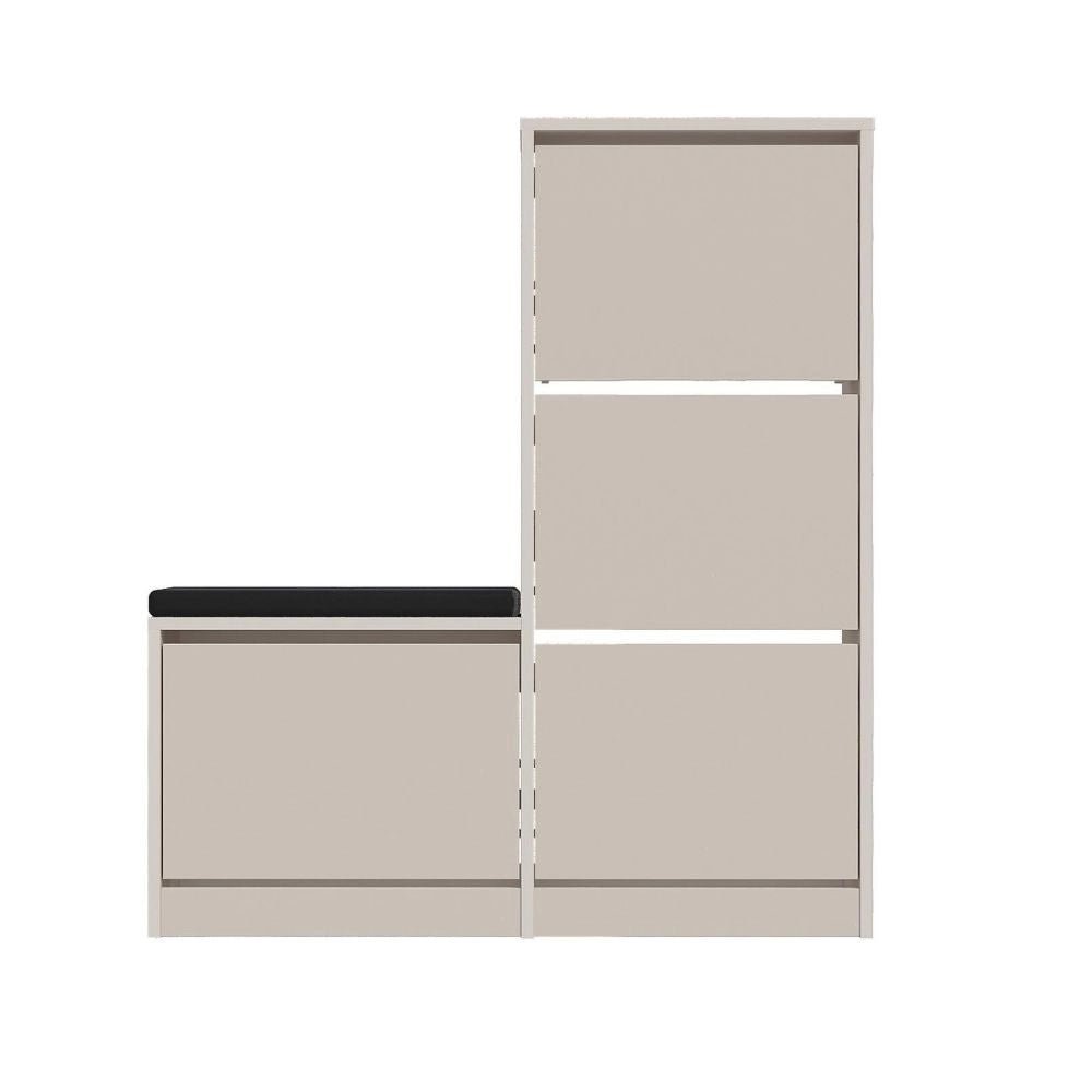 Scarpiera con panca Dude a 4 ante a ribalta colore Cashmere 105x26x118.5H