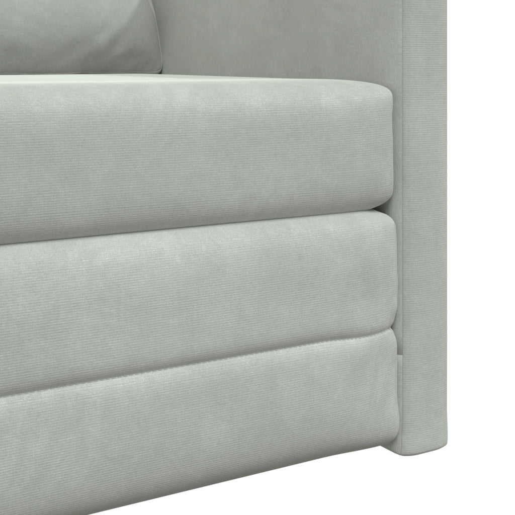Divano a terra  Singolo Convertibile in Velluto 74x77x81 cm Grigio chiaro