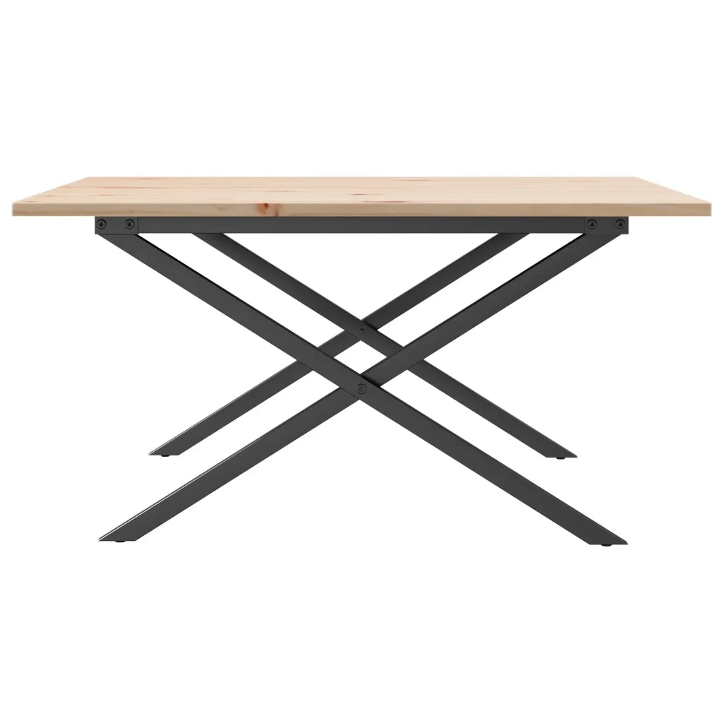 Tavolino da Salotto Telaio a X 80x80x45 cm Legno Pino e Acciaio