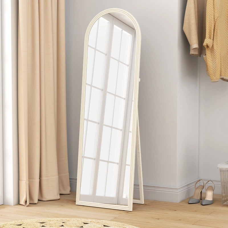 Specchio da terra a figura intera 50 x 160 cm con montaggio a parete e struttura ad arco, bianco