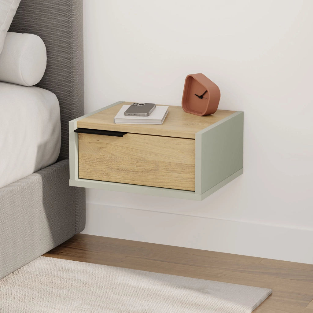 Comodino in legno a parete "Eco" - 40 x 30 x 19 cm - Verde