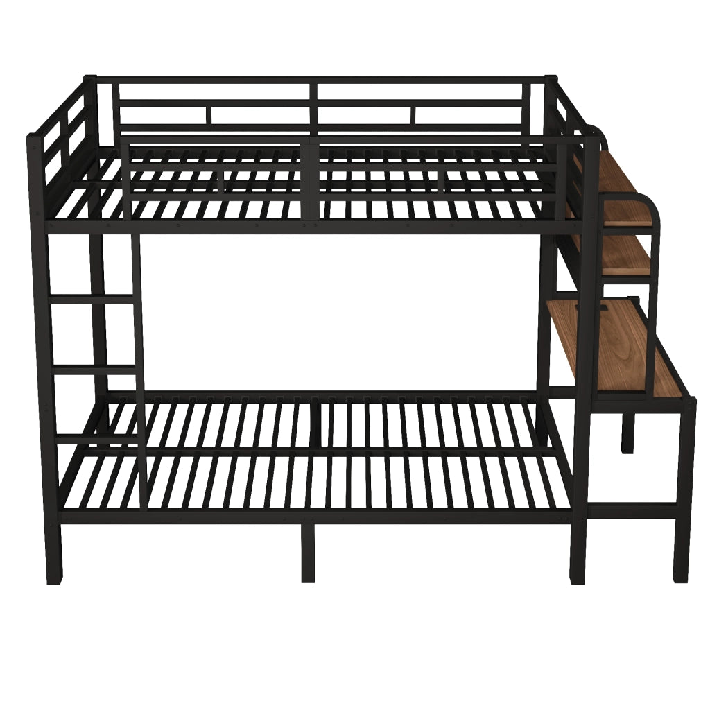 Letto a castello, 90 x 200 cm, struttura in ferro, con ripiano portaoggetti, scrivania, luce a LED, presa USB, nero