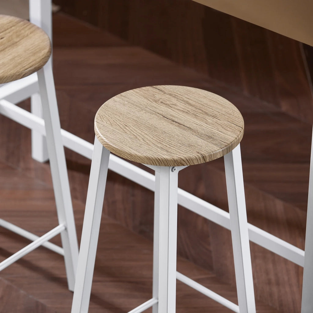 Set 5 Tavolo con 4 sgabelli,Bancone Bar tavolo bar con sgabelli penisola cucina Bianco OGT22-WN