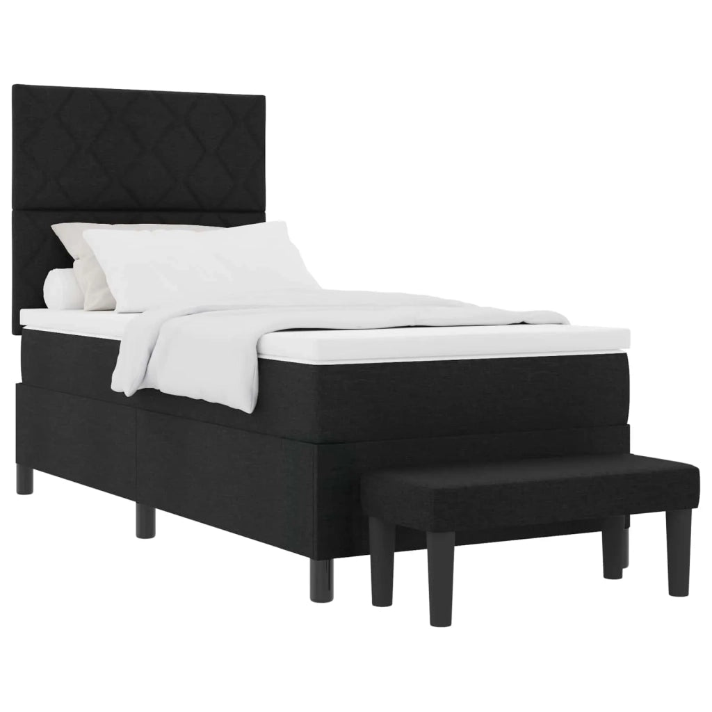 Letto a molle con materasso Nero 90 x 190 cm Tessuto 3344109