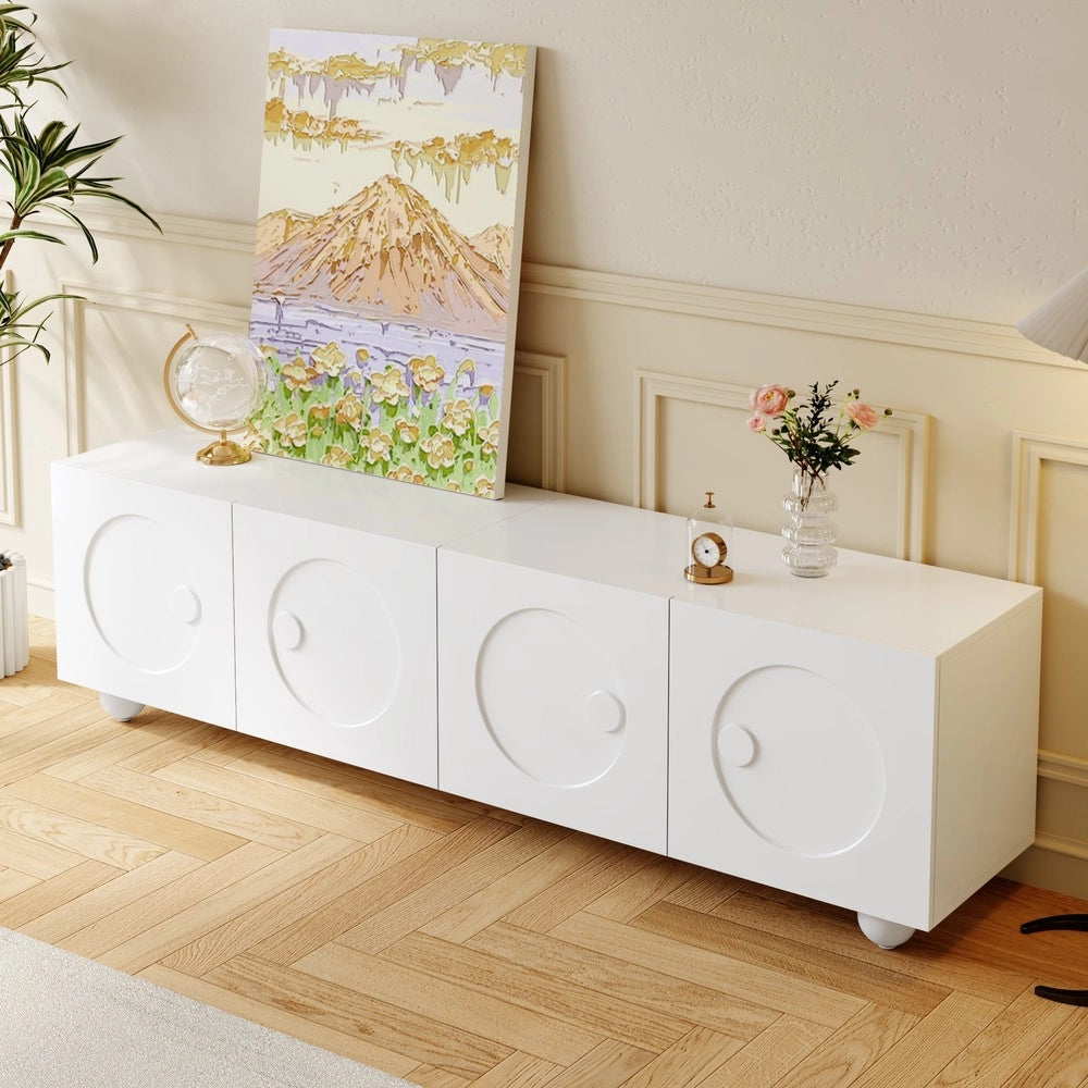 Mobile TV Basso ¨C Xylo ¨C Bianco, Legno, 180x38x50 cm