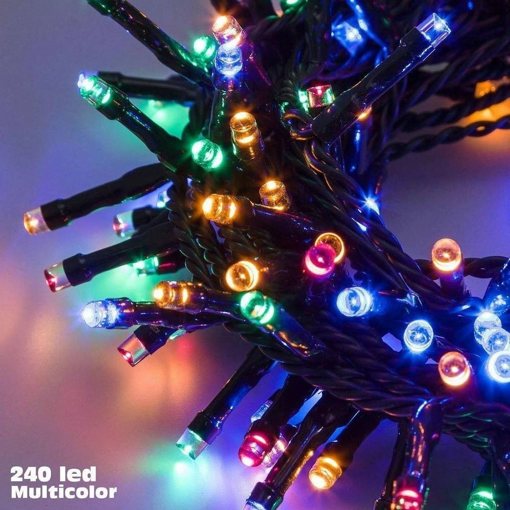 Trade Shop - Catena Luci A Led Luminosa Natalizia Metri 240 Led Multicolor Con 7 Giochi Luce -