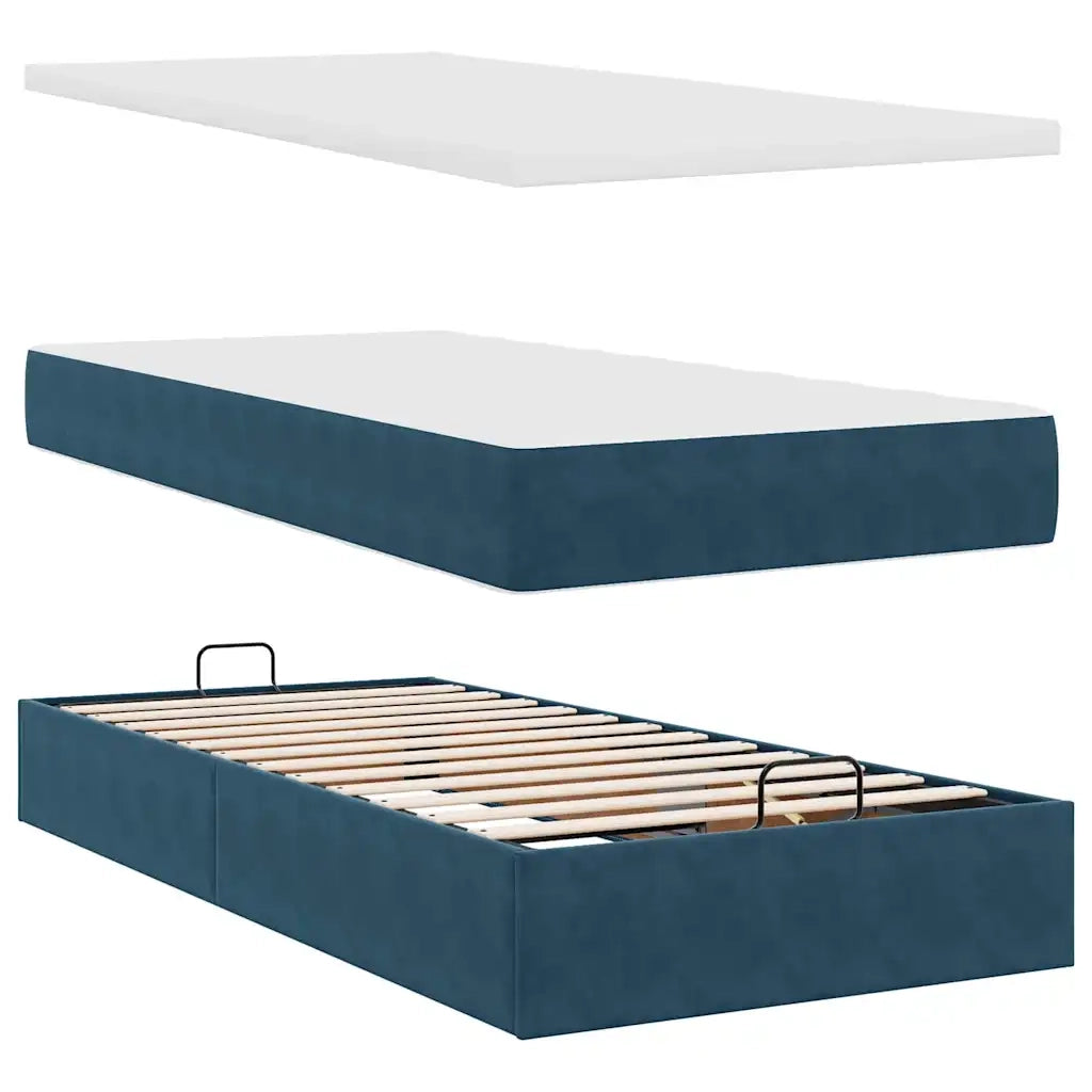 Struttura Letto Pouf con Materasso 90x200 cm in Velluto 3311895