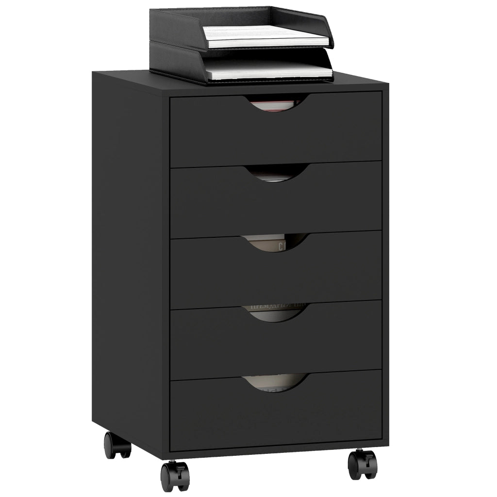 Scrivania con cassetti ¨C zephmum ¨C 5 cassetti, 40x40x67 cm, nero