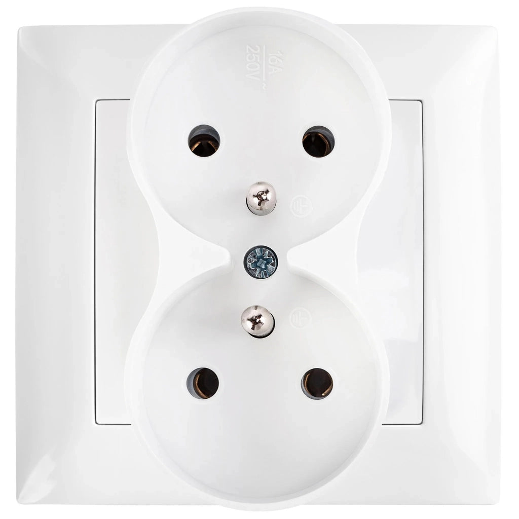 Presa Doppia Con Messa A Terra E Placca Oste Jnh002-g White