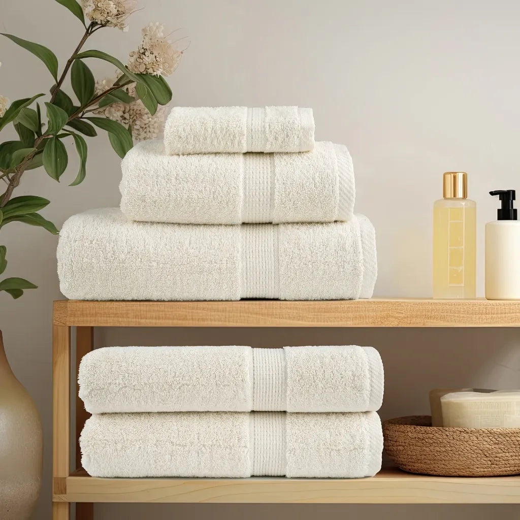 Asciugamani da Bagno SOLUND 2 pz Crema 50x100 cm 600 g/m² 137473