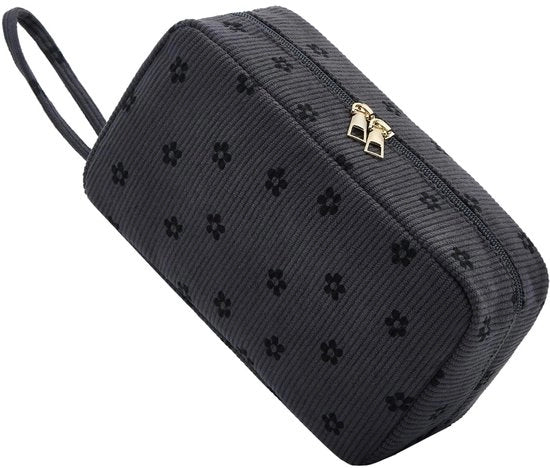 Borsa da toeletta per donne in corduroy con accessori cosmetici per viaggi di donne e ragazze