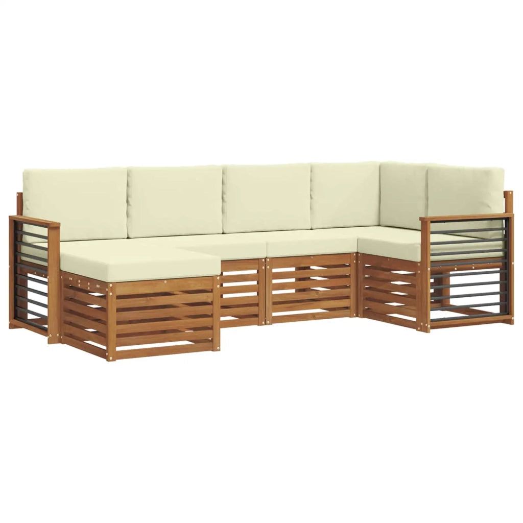 Set divano sezionale con cuscino 6 pcs Naturale e Crema 3375100