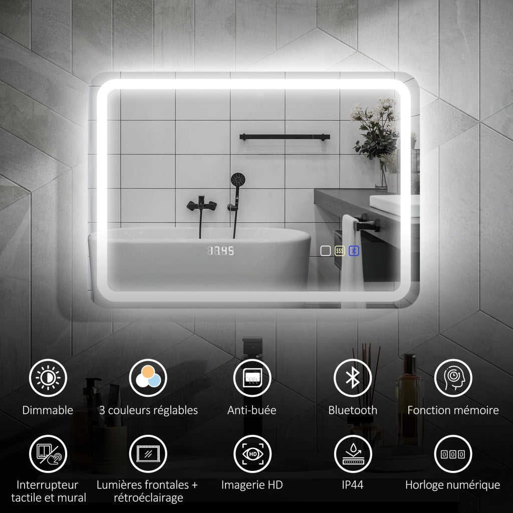 Specchio da Bagno con LED e Bluetooth ¨C Xylo ¨C 50x70 cm Antiappannamento
