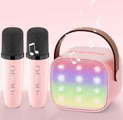 Set di Karaoke Premium Versione Portatile Macchina di Karaoke Bluetooth con 2 Microfoni Effetti di Modulazione del Suono e Illuminazione LED - Regalo per Bambini e Adulti