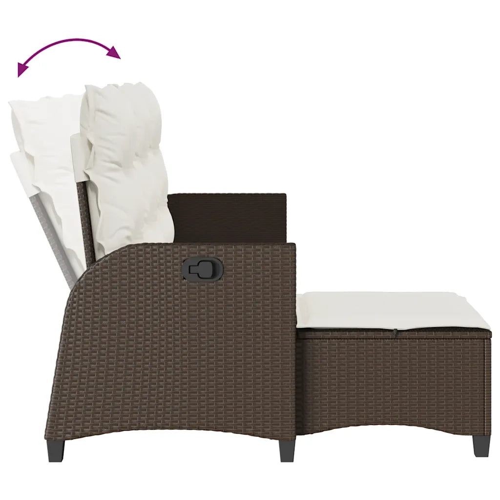 Set Divani da Giardino 3 pz con Cuscini a L Marrone Polyrattan