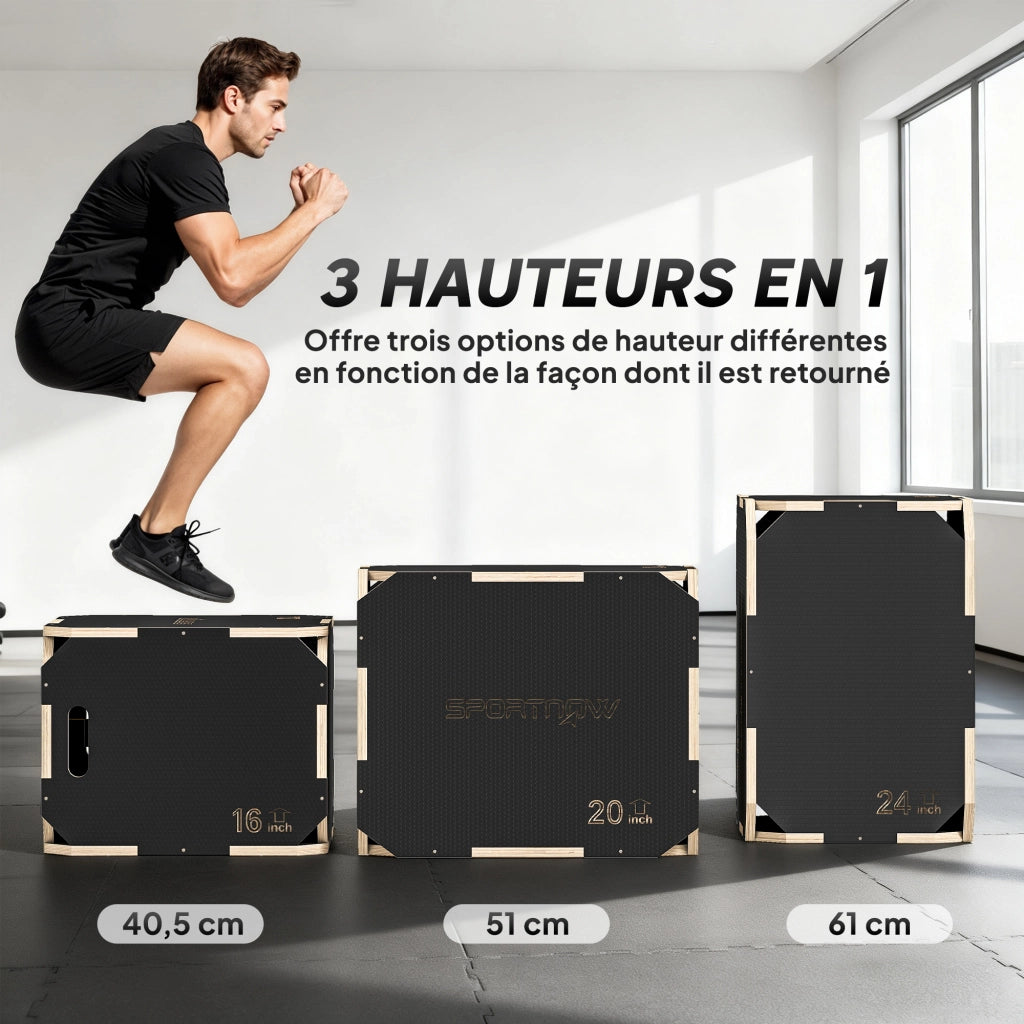 Set Pieghevole Legno per Allenamento ¨C Zephmum ¨C 3 in 1 Nero Antiscivolo
