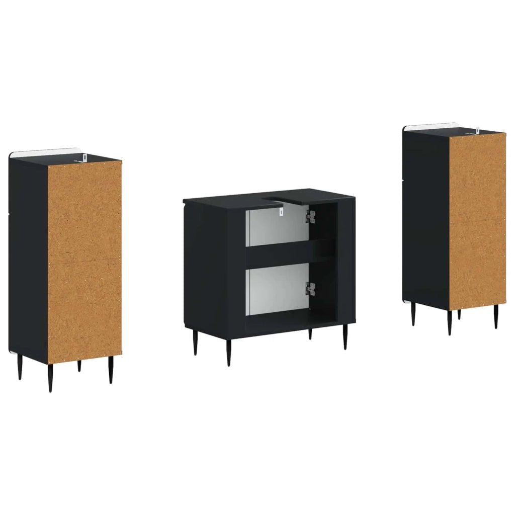 Set di Armadi da Bagno da 2 Pezzi ZWOLLE Nero 3418000